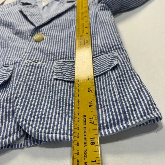 Carter's Seersucker Blazer Button Up Bow Tie Set Blue Stripe Size 5 - Picture 8 of 8